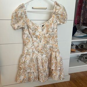 white yellow and hints of green cute day dress